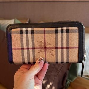Burberry Beige and Black Plaid Wallet